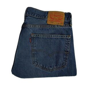 Levi's 505 Men's Jeans Size 36x30 Regular Fit Blue Heavily Distressed Denim